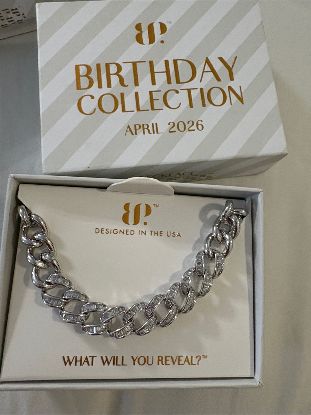 April Birthday Collection Silver Chain Link Necklace